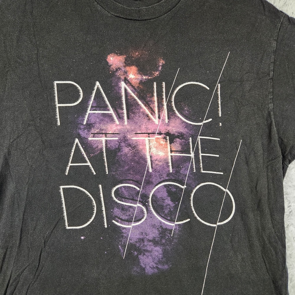 Panic At The Disco Shirt Mens XL Black Galaxy Graphic Logo Punk Band Tee Gothic